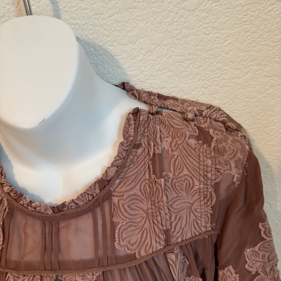 37 ARITZIA Wilfred Lourdes Mauve Boho Victorian Floral Appliqué Blouse Sz Large - Picture 12 of 15